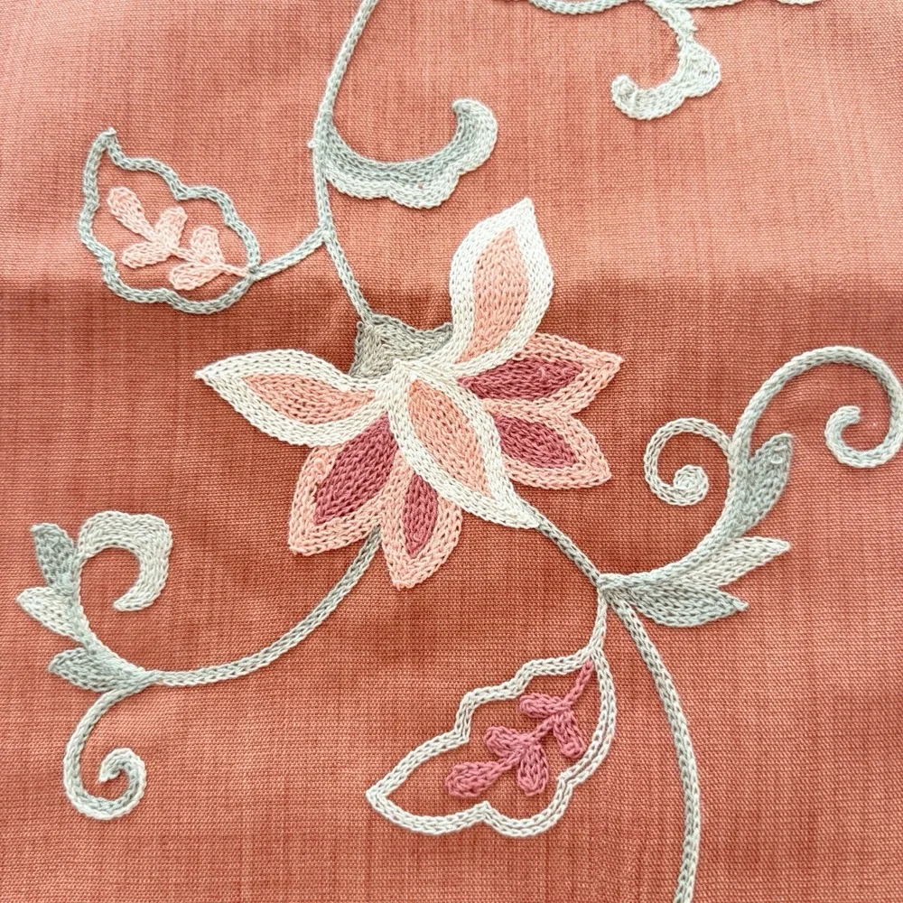 Inspired Treasures Fall Table Runner 13x72 Burnt Orange Floral Embroidered NWT